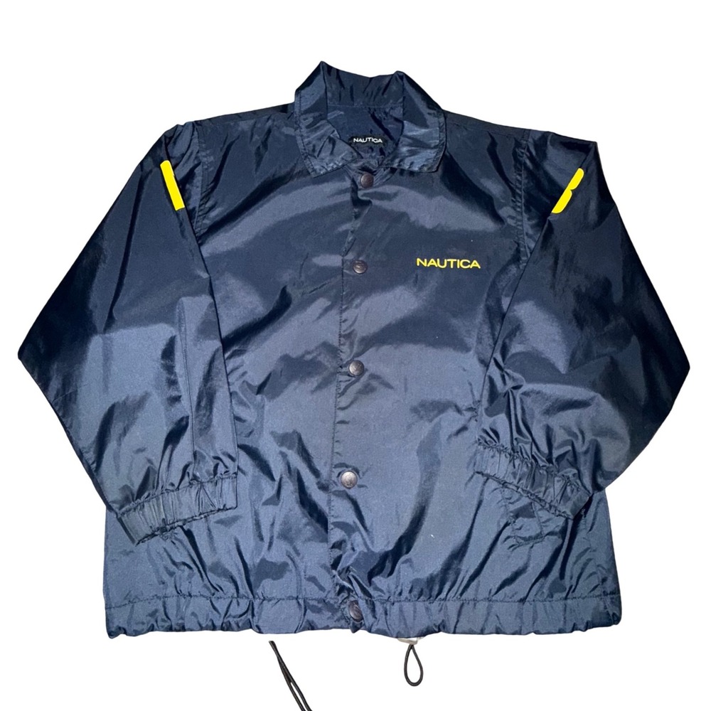 Nautica Kids Navy Blue Windbreaker Jacket with Yellow Accents Size L 6